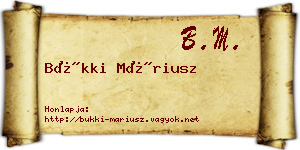 Bükki Máriusz névjegykártya